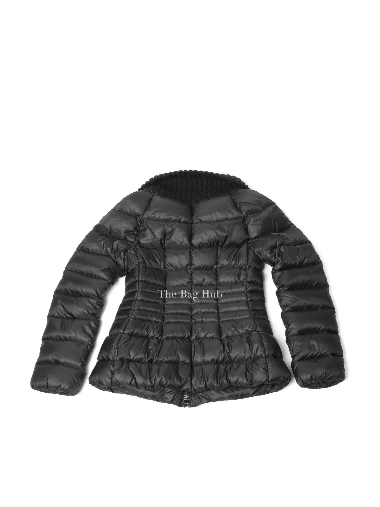 Moncler Black Down Peliade Knit Collar Puffer Jacket Size Small