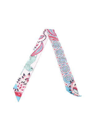 Hermes Rose Nacre/ Vert/ Framboise Silk The Savana Dance Twilly