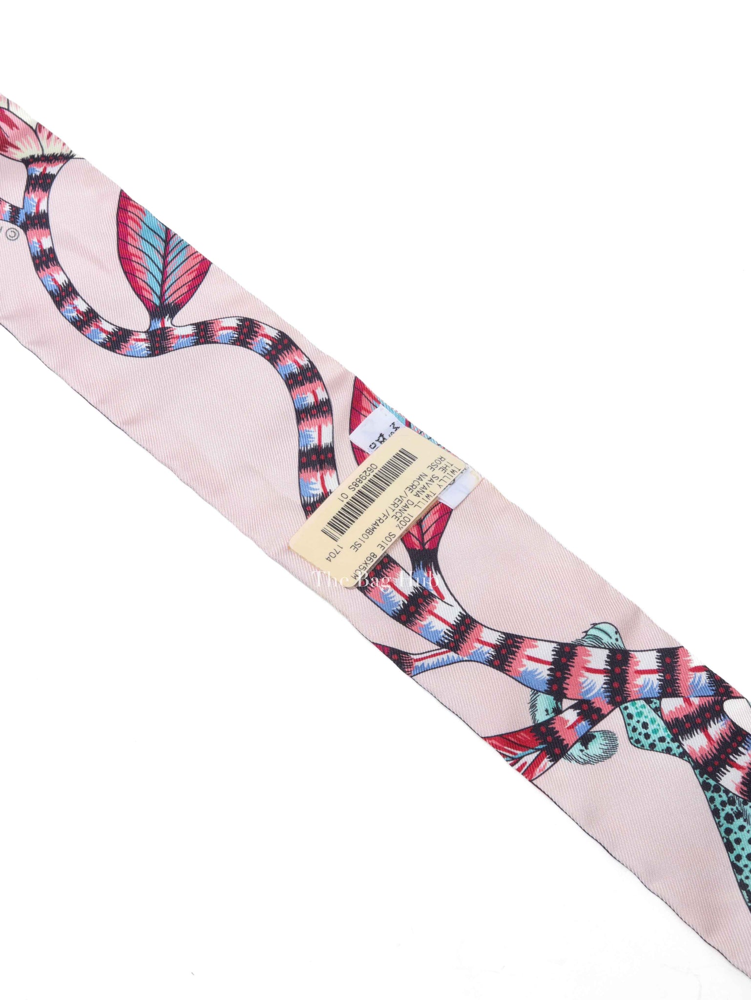Hermes Rose Nacre/ Vert/ Framboise Silk The Savana Dance Twilly
