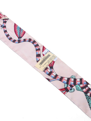 Hermes Rose Nacre/ Vert/ Framboise Silk The Savana Dance Twilly