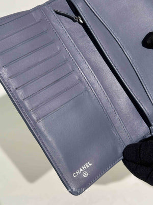 Chanel Blue Quilted Lambskin Yen Long Wallet