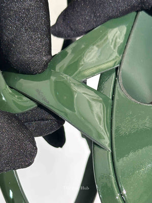 Saint Laurent Dark Green Patent Tribute Sandals Size 36.5