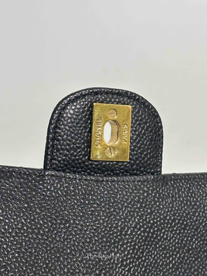 Chanel Black Quilted Caviar Classic Medium Double Flap Bag GHW