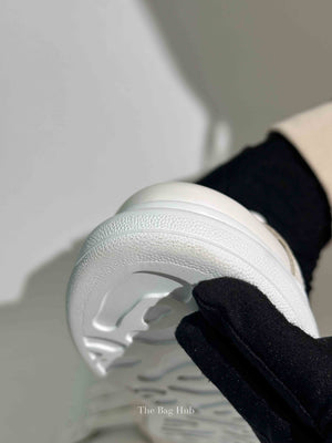 Alexander McQueen White/Black Croc Suede/Leather Oversized Sneakers Size 39.5 D