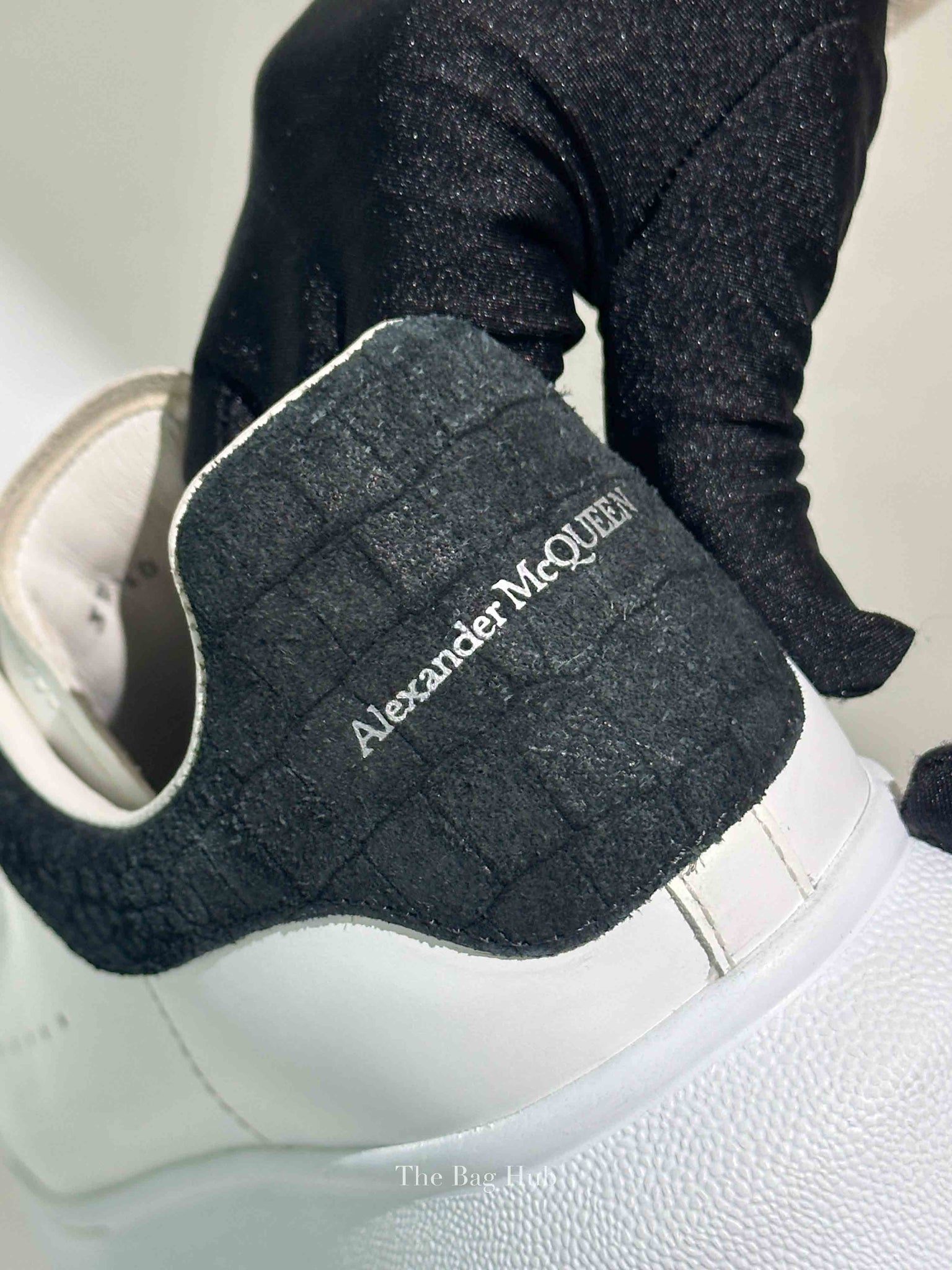 Alexander McQueen White/Black Croc Suede/Leather Oversized Sneakers Size 39.5 D