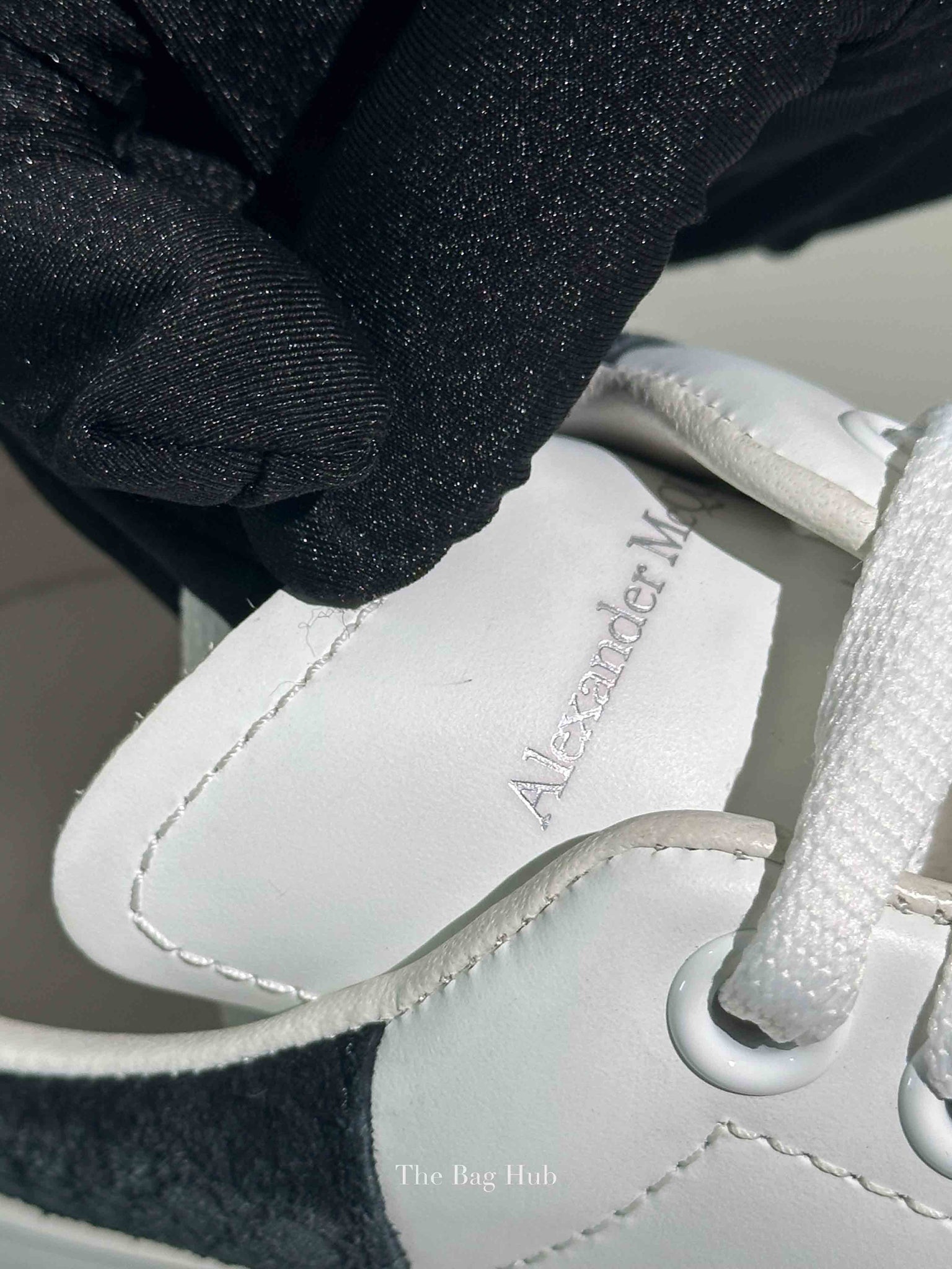 Alexander McQueen White/Black Croc Suede/Leather Oversized Sneakers Size 39.5 D