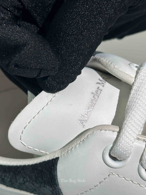 Alexander McQueen White/Black Croc Suede/Leather Oversized Sneakers Size 39.5 D
