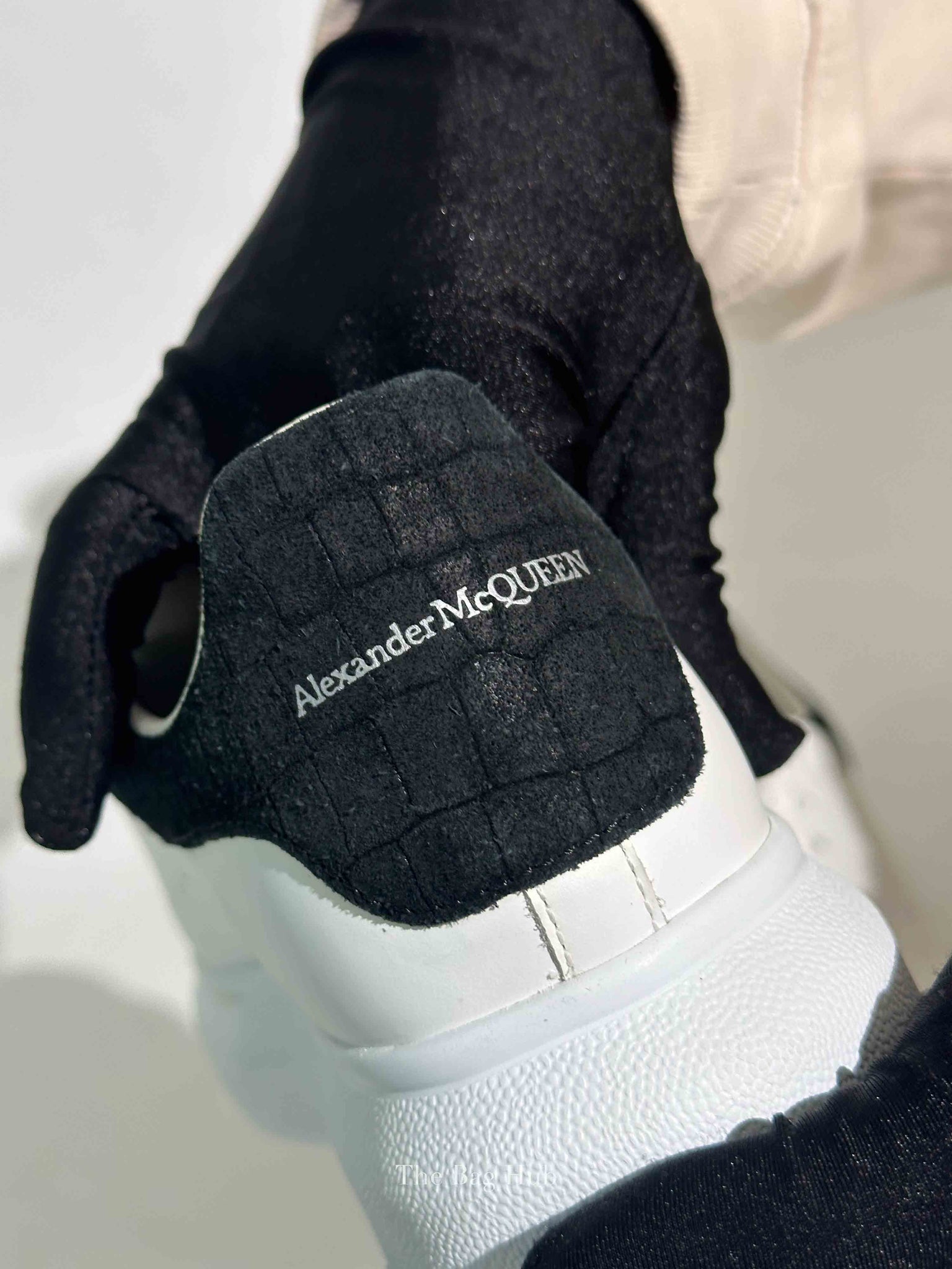 Alexander McQueen White/Black Croc Suede/Leather Oversized Sneakers Size 39.5 D