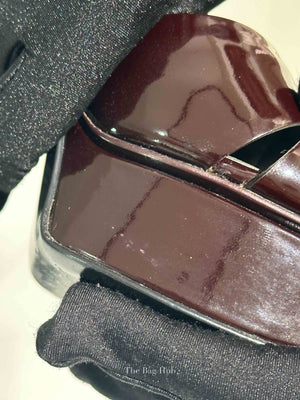 Saint Laurent Plum Patent Leather Bianca Platform Sandals Size 37