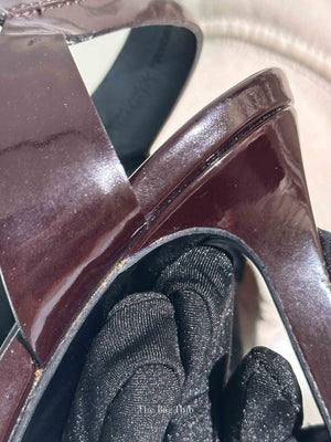 Saint Laurent Plum Patent Leather Bianca Platform Sandals Size 37