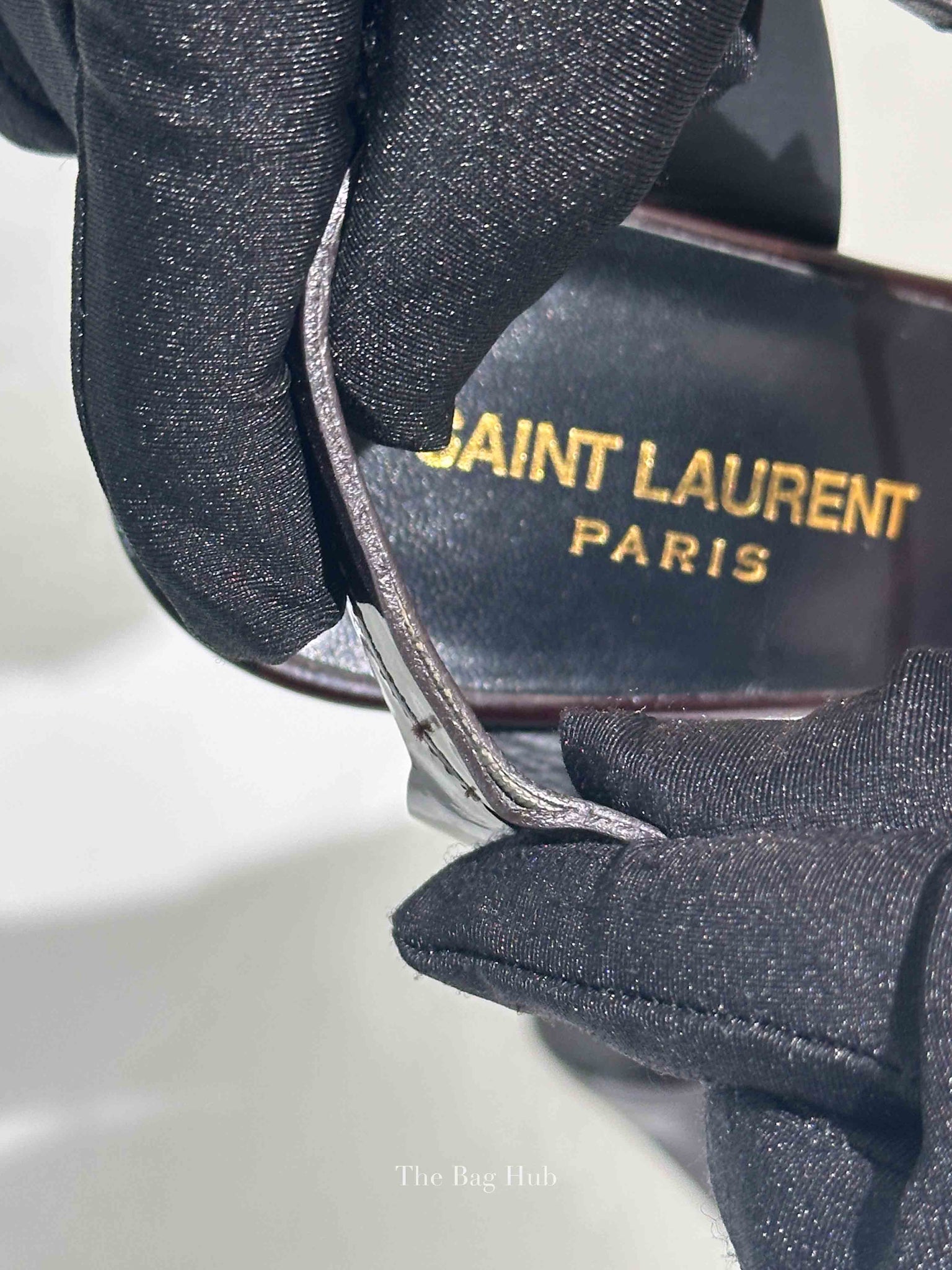 Saint Laurent Plum Patent Leather Bianca Platform Sandals Size 37