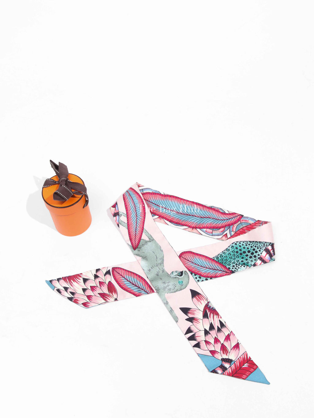 Hermes Rose Nacre/ Vert/ Framboise Silk The Savana Dance Twilly