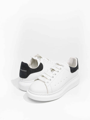 Alexander McQueen White/Black Croc Suede/Leather Oversized Sneakers Size 39.5 D