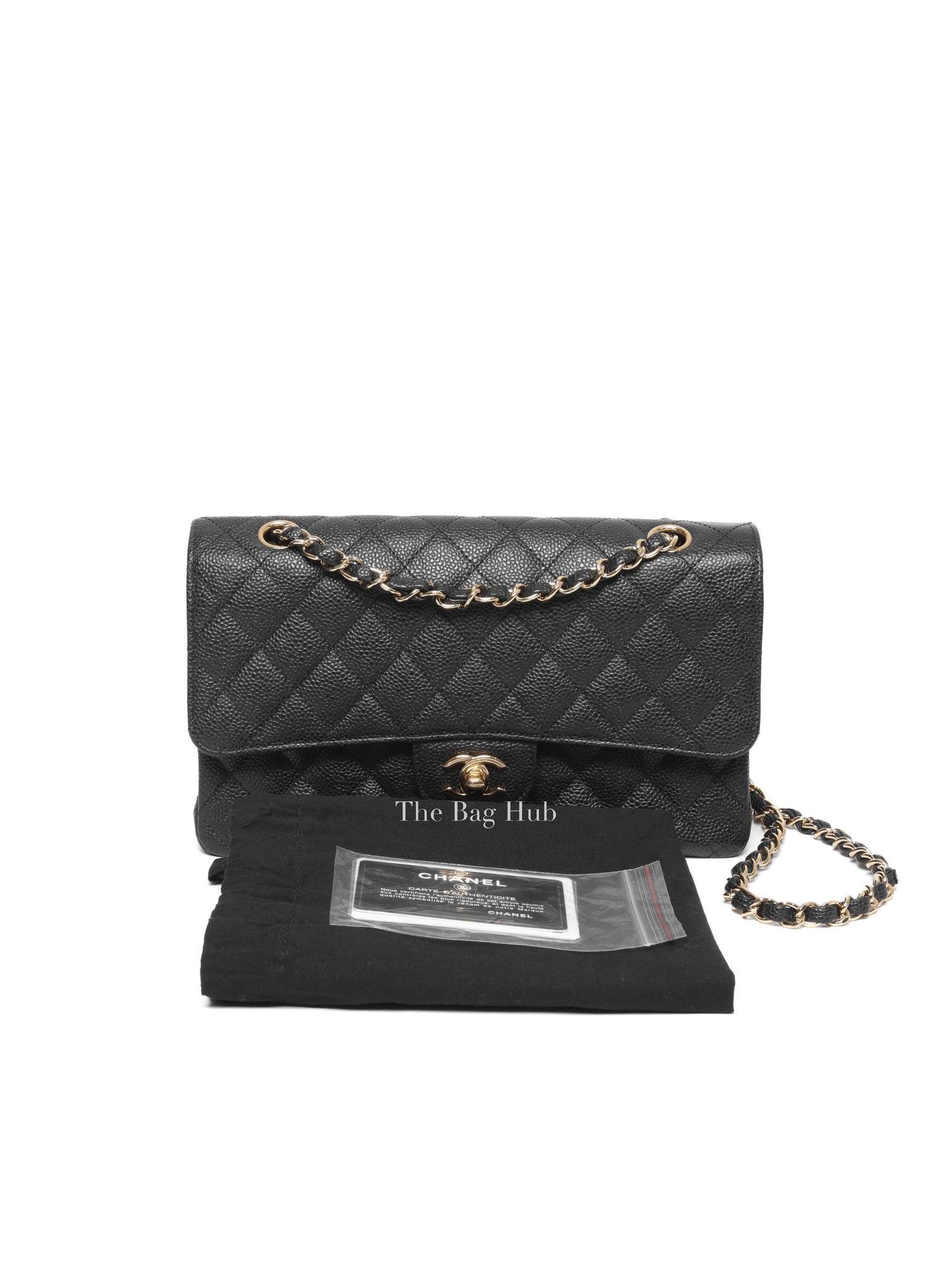 Chanel Black Quilted Caviar Classic Medium Double Flap Bag GHW