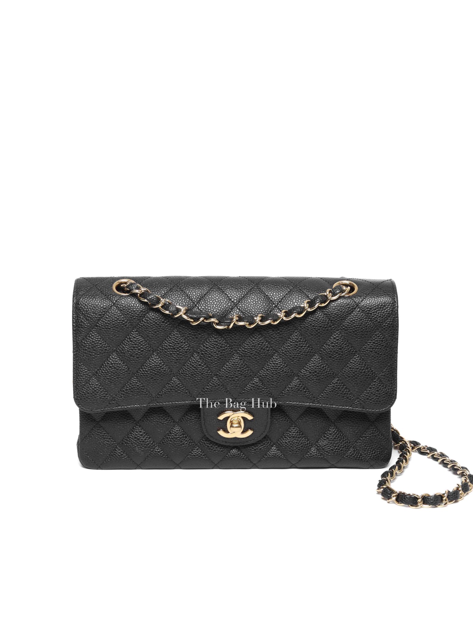 Chanel Black Quilted Caviar Classic Medium Double Flap Bag GHW