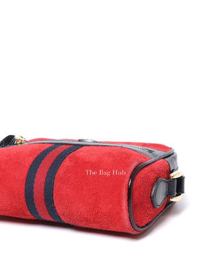 Gucci Red Suede Patent Web Mini Ophidia Shoulder Bag