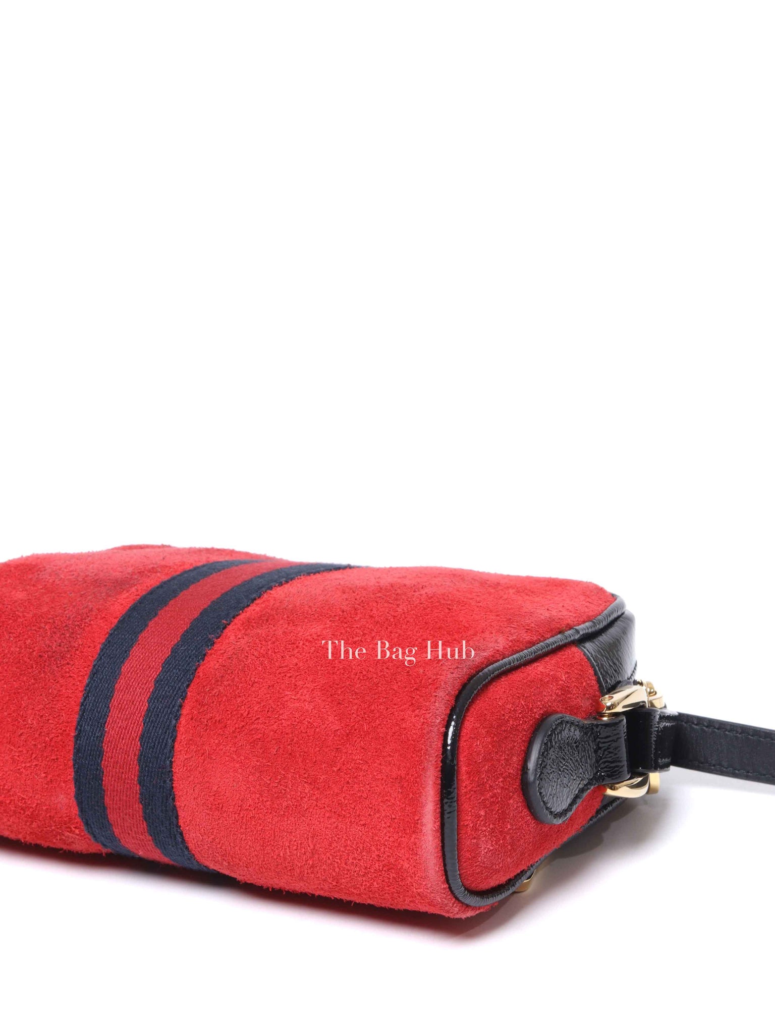 Gucci Red Suede Patent Web Mini Ophidia Shoulder Bag