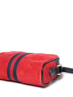 Gucci Red Suede Patent Web Mini Ophidia Shoulder Bag