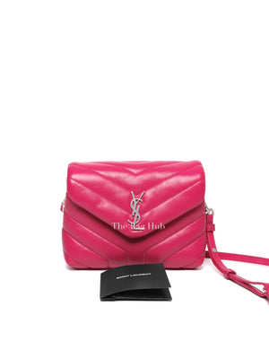 Saint Laurent Fuchsia Pink Leather Quilted Monogram Toy LouLou Crossbody Bag