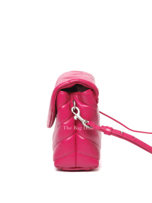 Saint Laurent Fuchsia Pink Leather Quilted Monogram Toy LouLou Crossbody Bag