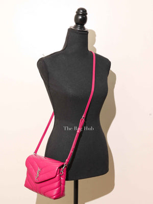 Saint Laurent Fuchsia Pink Leather Quilted Monogram Toy LouLou Crossbody Bag