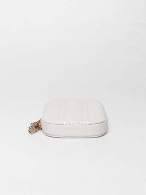 Christian Dior Latte Lambskin Cannage Lady Dior Phone Holder