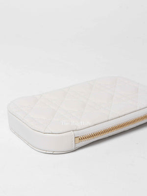 Christian Dior Latte Lambskin Cannage Lady Dior Phone Holder