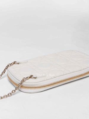 Christian Dior Latte Lambskin Cannage Lady Dior Phone Holder