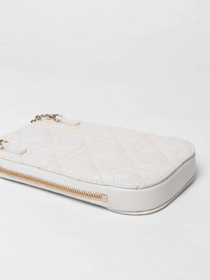 Christian Dior Latte Lambskin Cannage Lady Dior Phone Holder