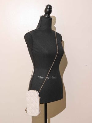 Christian Dior Latte Lambskin Cannage Lady Dior Phone Holder
