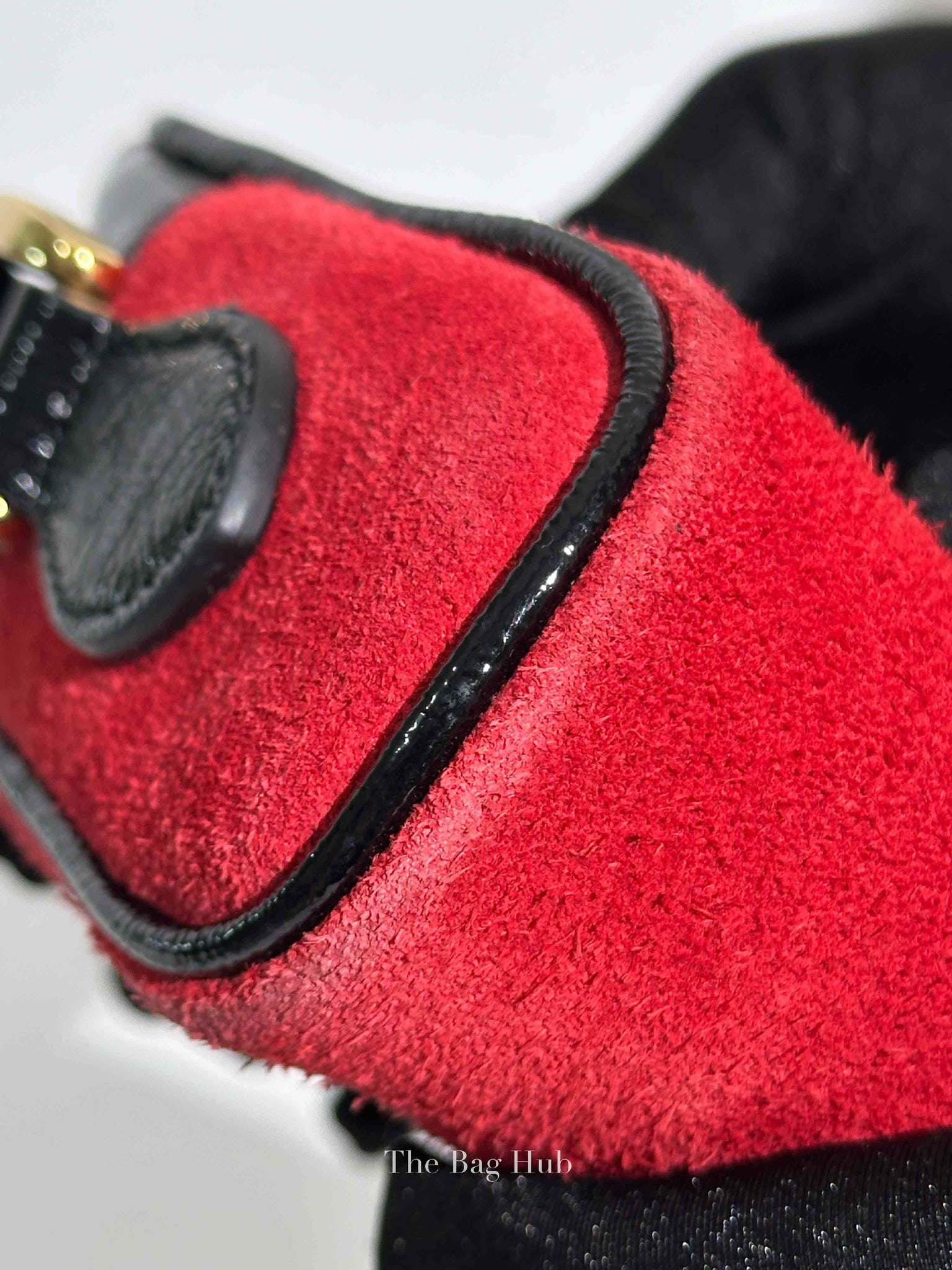 Gucci Red Suede Patent Web Mini Ophidia Shoulder Bag