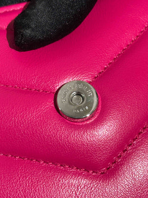 Saint Laurent Fuchsia Pink Leather Quilted Monogram Toy LouLou Crossbody Bag