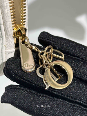 Christian Dior Latte Lambskin Cannage Lady Dior Phone Holder