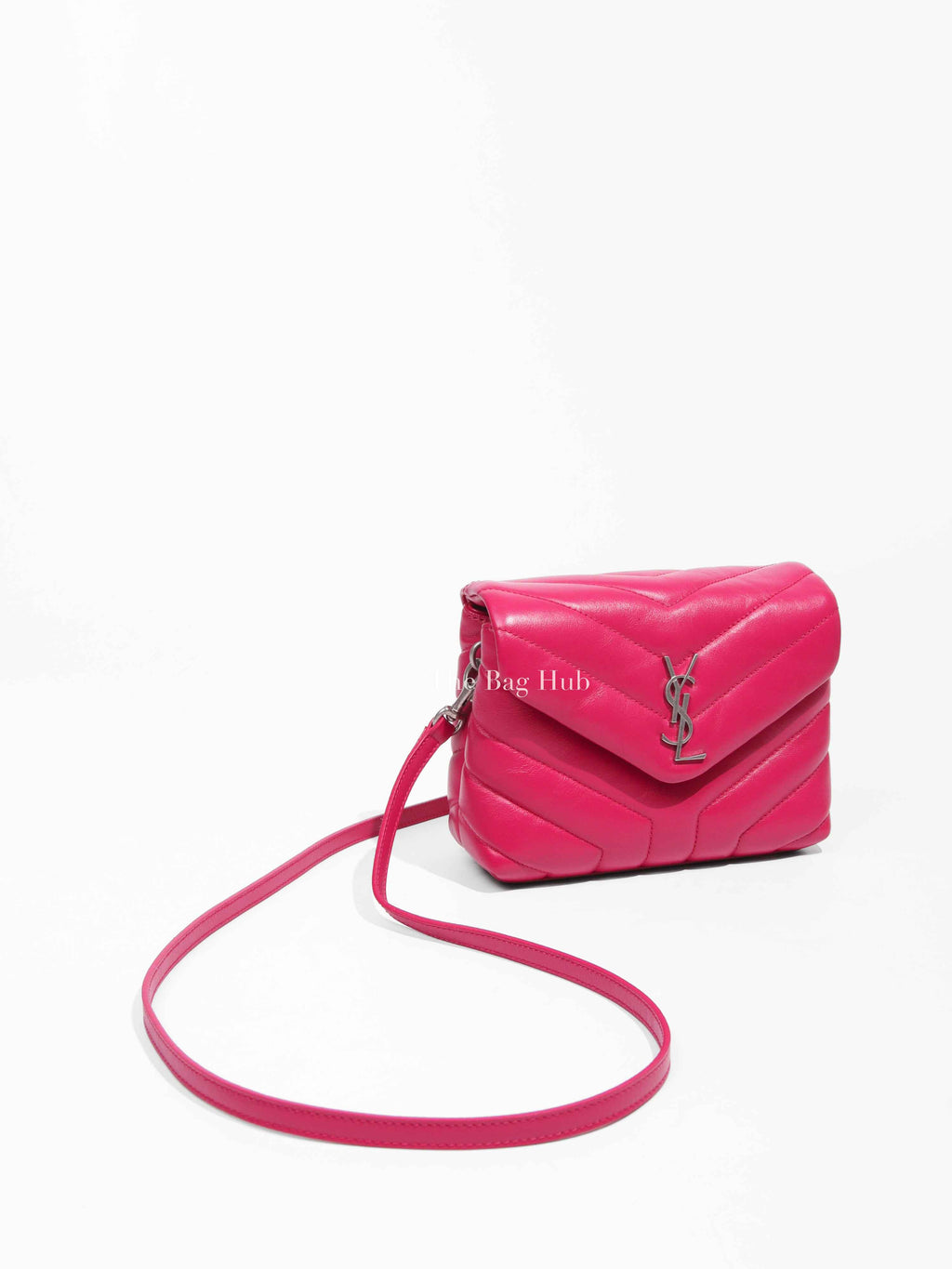 Saint Laurent Fuchsia Pink Leather Quilted Monogram Toy LouLou Crossbody Bag