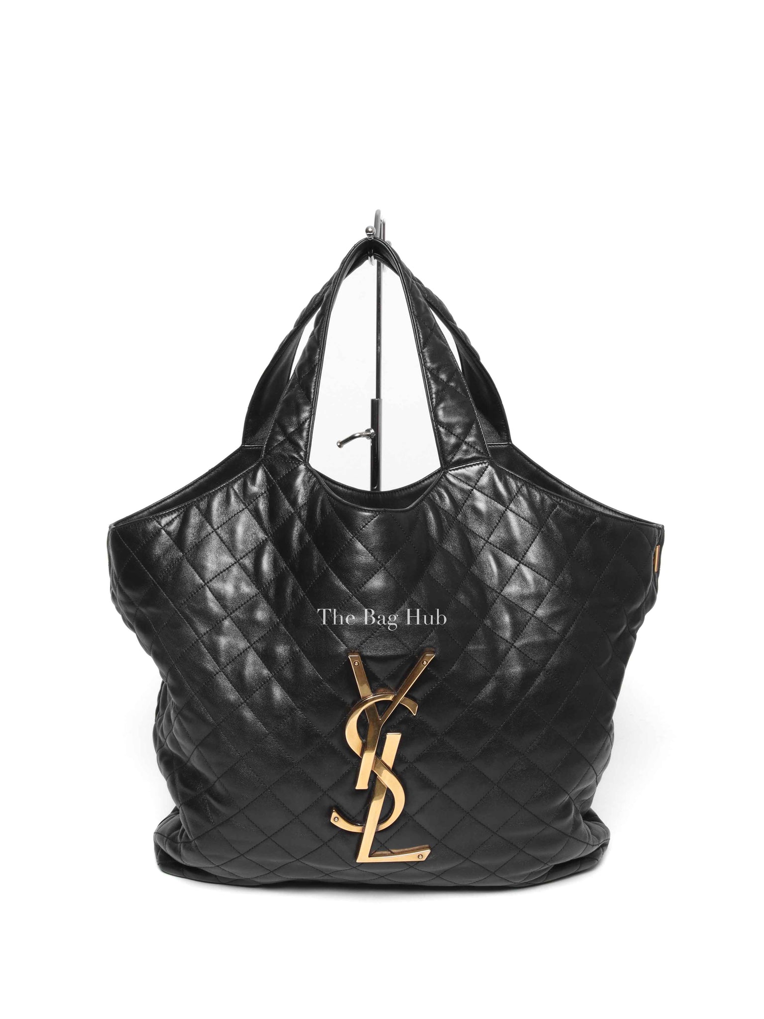 Saint Laurent Black Quilted Leather Icare Shopping Tote Bag