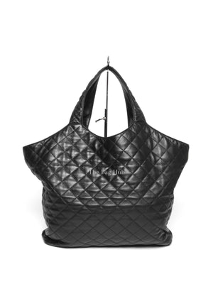 Saint Laurent Black Quilted Leather Icare Shopping Tote Bag