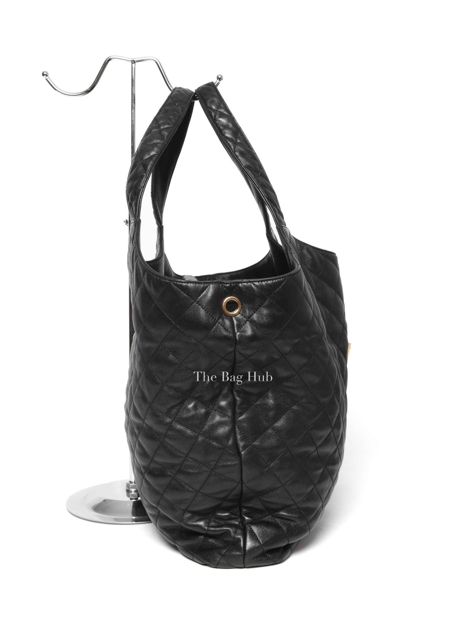 Saint Laurent Black Quilted Leather Icare Shopping Tote Bag