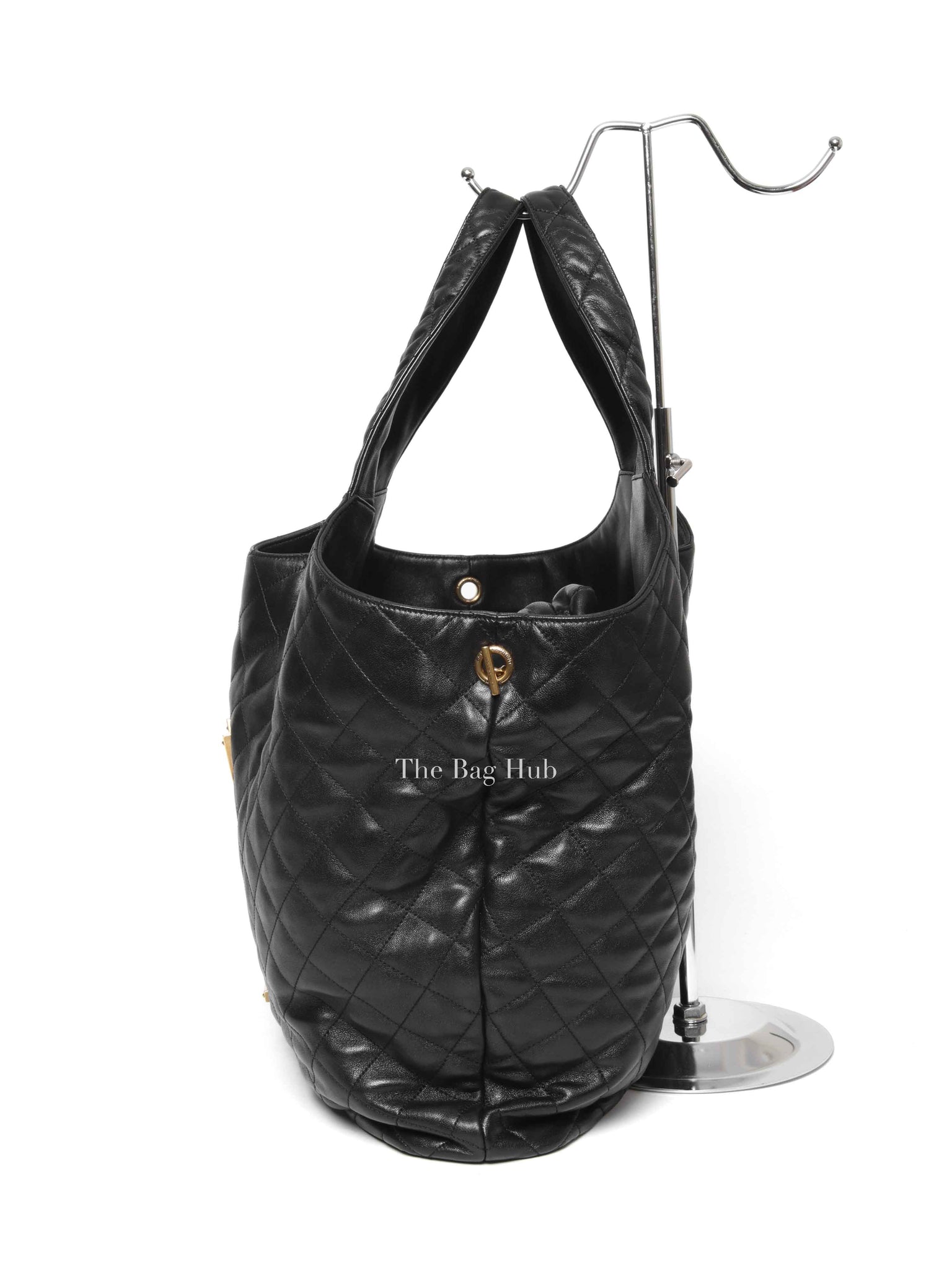 Saint Laurent Black Quilted Leather Icare Shopping Tote Bag