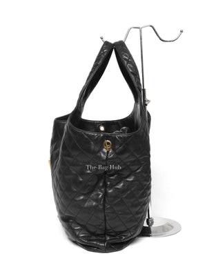Saint Laurent Black Quilted Leather Icare Shopping Tote Bag