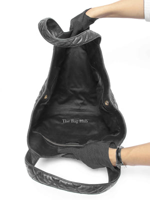 Saint Laurent Black Quilted Leather Icare Shopping Tote Bag