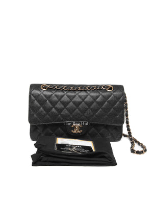 Chanel Black Caviar Classic Vintage Double Flap Medium GHW