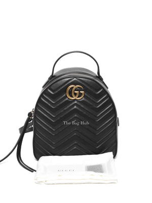 Gucci Black Calfskin Matelasse GG Marmont Dome Backpack