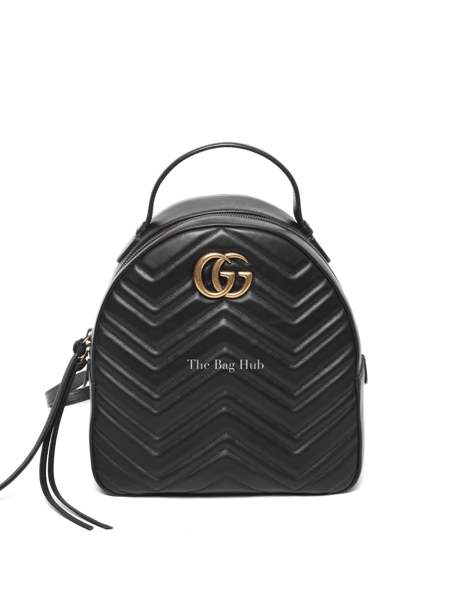 Gucci Black Calfskin Matelasse GG Marmont Dome Backpack