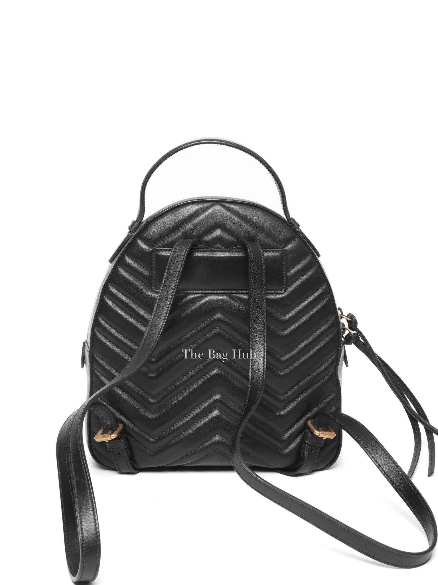 Gucci Black Calfskin Matelasse GG Marmont Dome Backpack