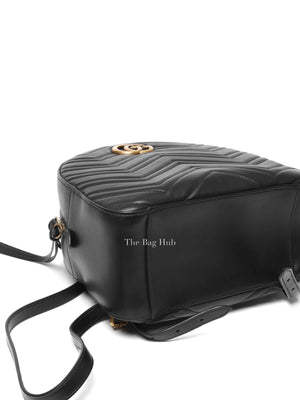 Gucci Black Calfskin Matelasse GG Marmont Dome Backpack