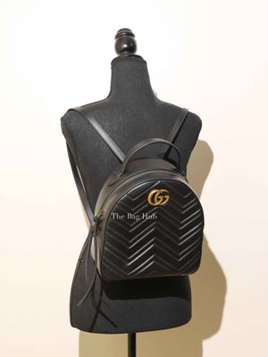 Gucci Black Calfskin Matelasse GG Marmont Dome Backpack