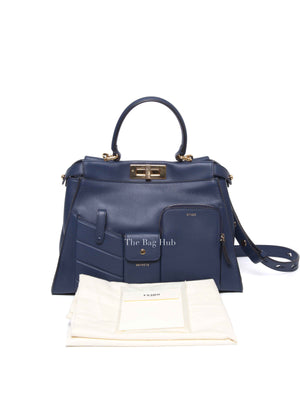 Fendi Blueberry Seta Shiny Nappa Peekaboo 3 Pocket Iconic Medium Satchel Bag