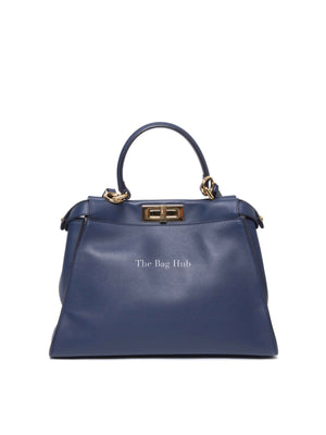 Fendi Blueberry Seta Shiny Nappa Peekaboo 3 Pocket Iconic Medium Satchel Bag