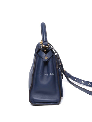 Fendi Blueberry Seta Shiny Nappa Peekaboo 3 Pocket Iconic Medium Satchel Bag