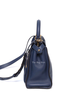 Fendi Blueberry Seta Shiny Nappa Peekaboo 3 Pocket Iconic Medium Satchel Bag